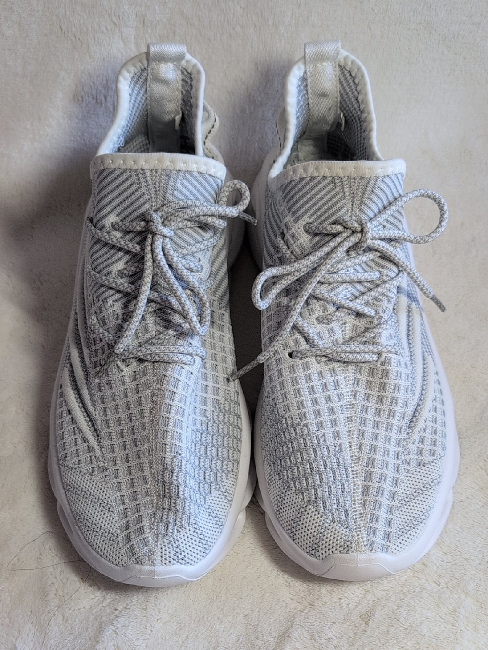 LT Damp Shoes Mens Light Grey Knit Athletic Sneakers